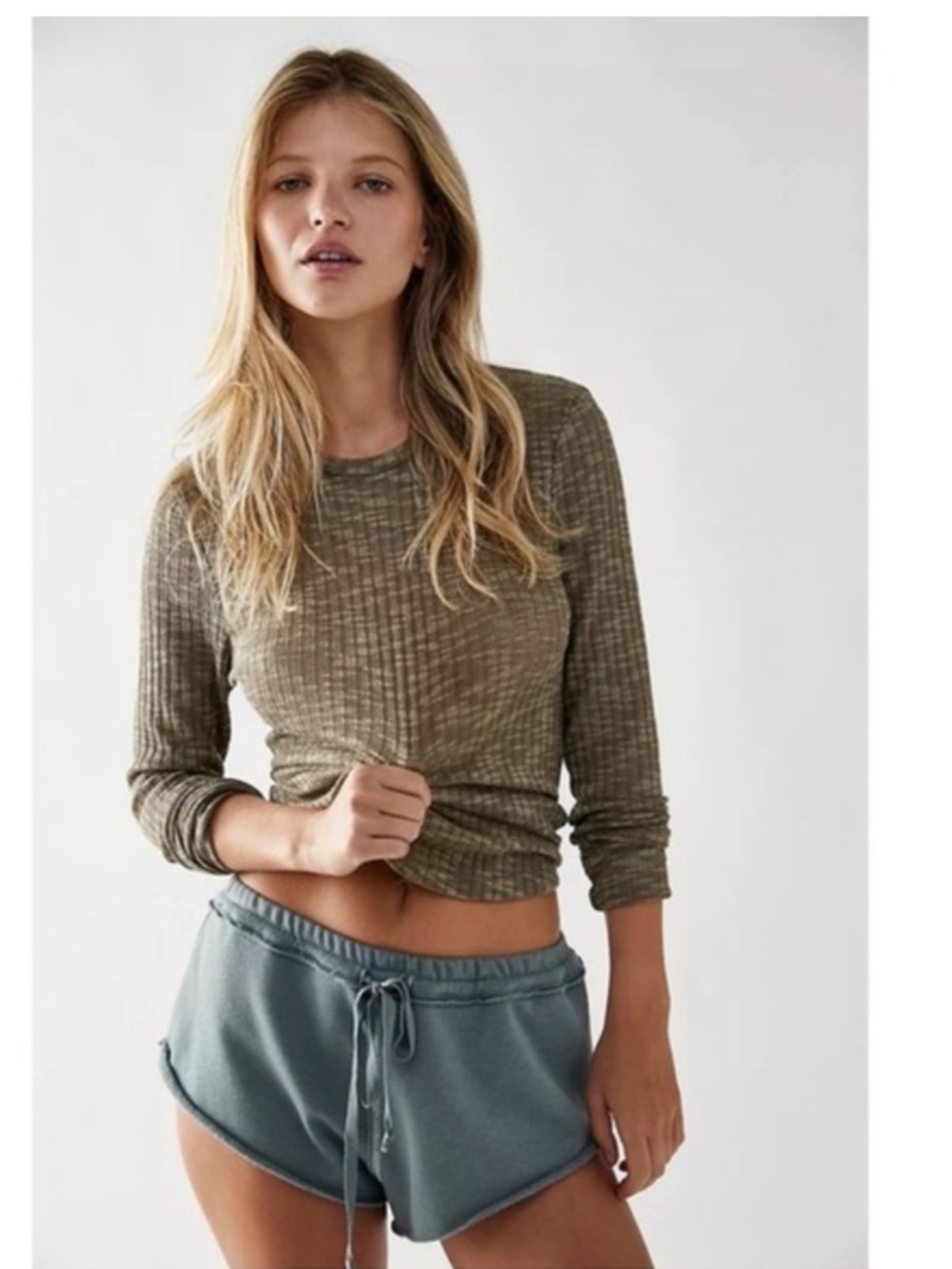 FP Movement by Free People Aura Layering Top in Deep Army Semi Sheer FairyGrunge